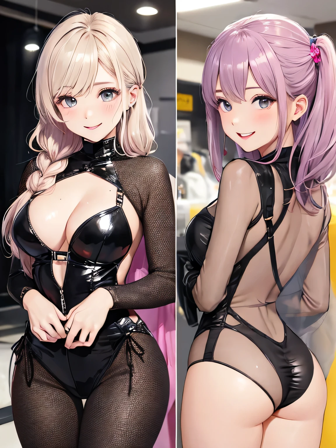 highest quality,High resolution, 8K,beautiful girl、cute hairstyle、flashy hair color、smile、See-through material items、See-through blouses and dresses、Showing your skin,、Gives a sexy and classy look。See-through designs on the chest and back styles are popular.。
Strap design items、Tops and bodysuits with lots of straps、that'It is sexy and has the effect of emphasizing the body line..。