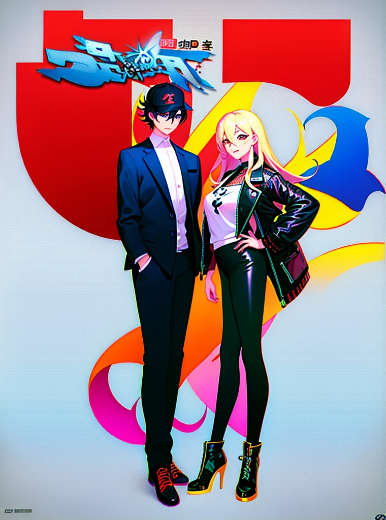 Anime couple standing side by side，white background, Loisi and Ross Tran, high quality fanart, couple pose, Style animation, boy and girl, Los Transstyle, Jazz and Los Dros, Works in the style of Guviz, Lovely art style, Casual pose, Cute couple, full body illustration, KDA 和Sam Yang。, official fanart