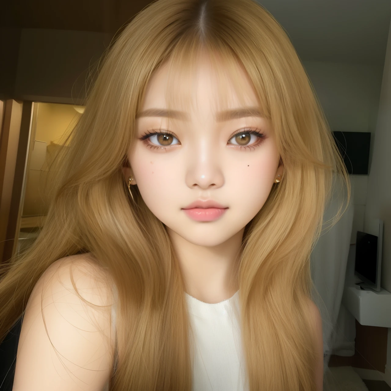 curvy Asian with long hair and a white dress, o corte Hime, franja repartida ao centro, Lalisa Manobal, Lalisa Manoban do Blackpink, franja fofa, com franja, parque roseanne de blackpink, franja longa, com franja completa, long hair com franja, franja branca, neat hair com franja, franja marrom blackpink jennie, blackpink lisa
