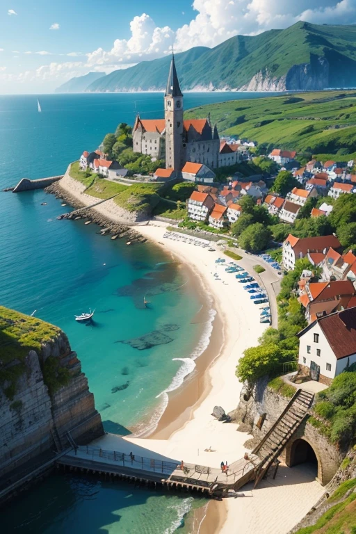 small medieval fishing village　Ocean