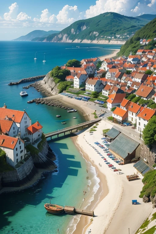 small medieval fishing village Ocean