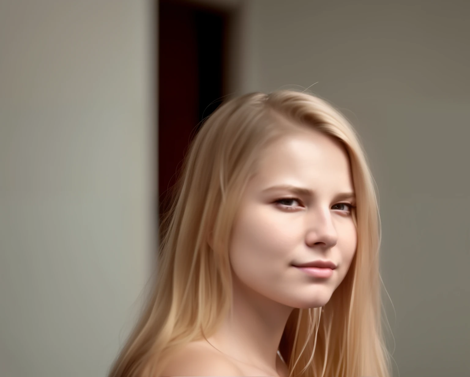 blond haired girl with long hair and a white shirt, highly detailed vfx portrait, 4 k asymmetrical portrait, hyperrealistic , 4k symmetrical portrait, 4 k symmetrical portrait, highly detailed vfx portrait of, deepfake, very high quality face, photorealiscic face, weird portrait angle, hyper realistic vfx simulation, zoom in on face, photorealistic face