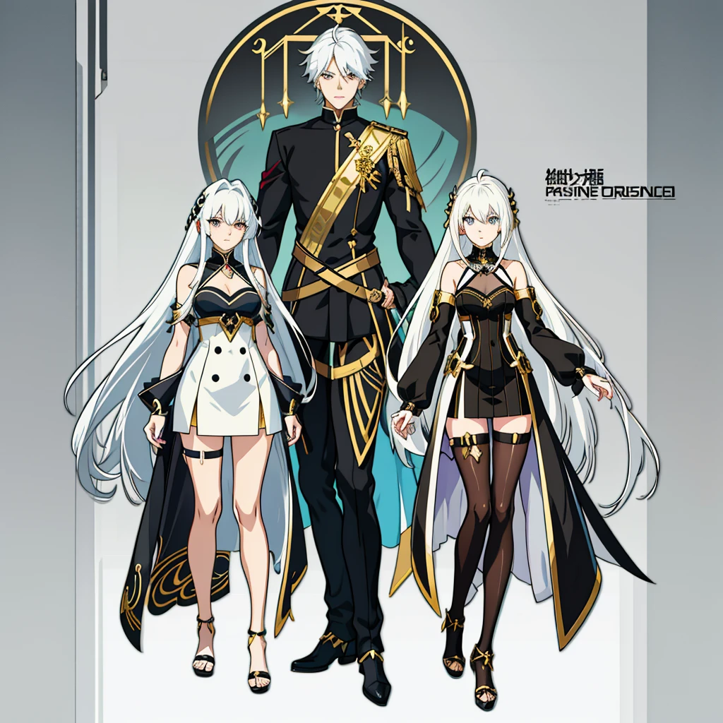 Anime characters with white hair and black dress with gold accents, Anime girl wearing black dress, Anime character design, detailed anime character art, Anime character art, Kushatt Krenz Key Art Women, pretty anime character design, best anime character design, high quality character design, from girls frontline, ( ( concept art of character ) ), trending on artstation pixiv