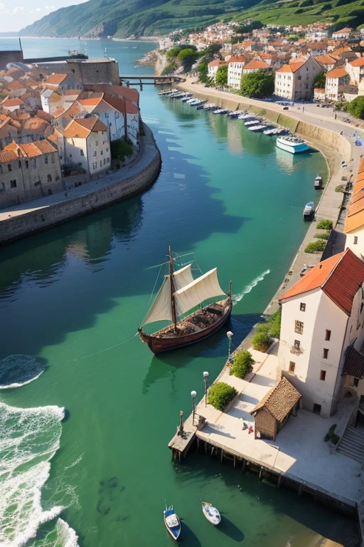 medieval port town Ocean medieval fishing port