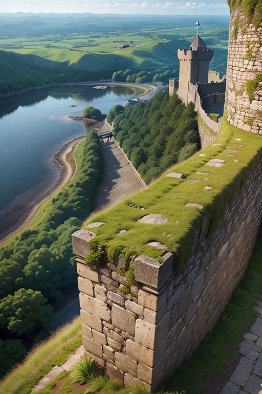 Medieval fort　stone castle wall　Viewpoint from above