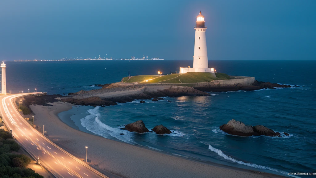 lighthouse,AI,Leading the future,sense of technology,Pictures used on corporate official websites,sprawling,eye level