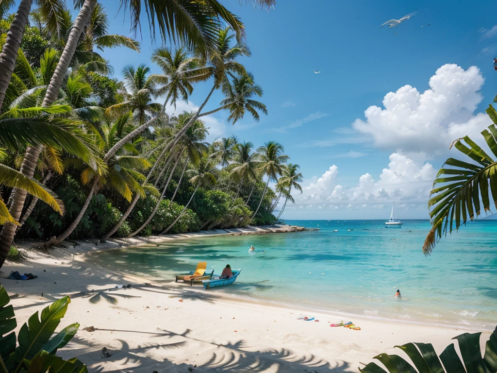 vacation, tropics

(best quality,4k,8k,highres,masterpiece:1.2),ultra-detailed,(realistic,photorealistic,photo-realistic:1.37),HDR,UHD,studio lighting,ultra-fine painting,sharp focus,physically-based rendering,extreme detail description,professional,vivid colors,bokeh,tropical,bright and vibrant colors,serene and tranquil atmosphere,Clear blue sky,white sandy beaches,crystal clear turquoise water,tall swaying palm trees,exotic tropical flowers,refreshing ocean breeze,relaxing sunbathing,scenic tropical landscapes,azure ocean waves gently lapping the shore,luxurious beach resorts,hammocks strung between palm trees,beach chairs with colorful umbrellas,families playing in the sand and water,snorkeling and scuba diving in coral reefs,colorful tropical fish swimming in transparent waters,beautiful underwater world, tropical cocktails with colorful fruit garnishes,enjoying a tropical sunset on the beach,traditional music and dance performances,coconut trees providing shade,sipping coconut water,straw hats and sunglasses,summer dresses and shorts,swimsuits and bikinis,fun-filled beach activities,sea shells and starfish,seagulls soaring in the sky,exotic wildlife and tropical birds chirping,colorful beach towels and beach bags,leisurely boat rides in the tropics,admiring the beauty of tropical rainforests and waterfalls,exploring hidden caves and coves in the tropics,a warm and inviting tropical paradise.