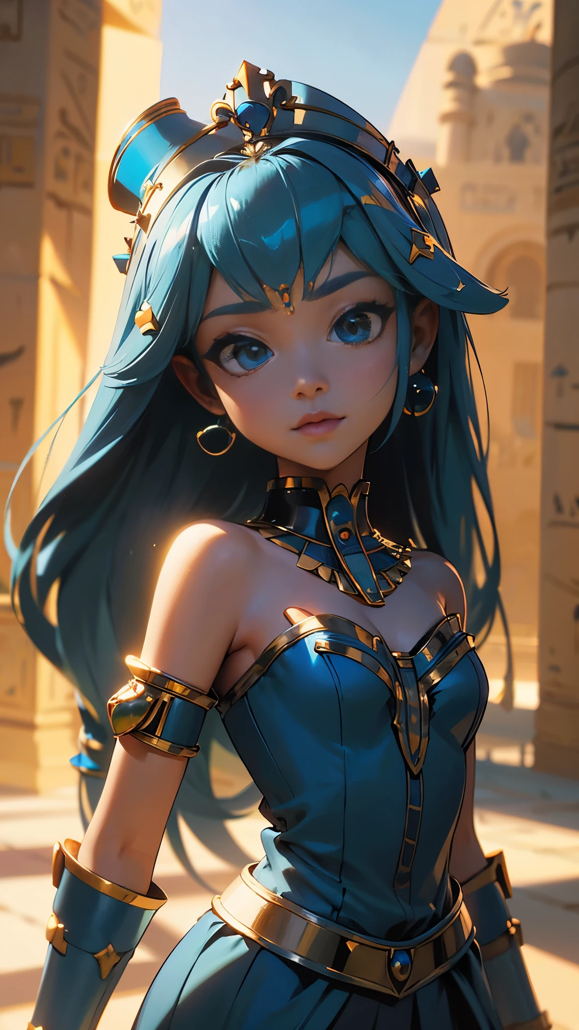 (La mejor calidad,A high resolution,Ultra - detallado,actual),Ariana Grande con traje de cleopatra pharaoh ,princesa  Egipto, (fondo palacio Egipto),More detailed 8K.motor irreal:1.4,UHD,La mejor calidad:1.4, fotorrealista:1.4, textura de la piel:1.4, obra maestra:1.8,obra-prima, mejor calidad,objeto Objeto], (detailed face features:1.3),(Las proporciones correctas),convexo，(Dedos de camello)，(princess cleopatra),(Ojos hermosos azules) ,(fondo azul agua), (cleopatra pharaoh:1.4) 