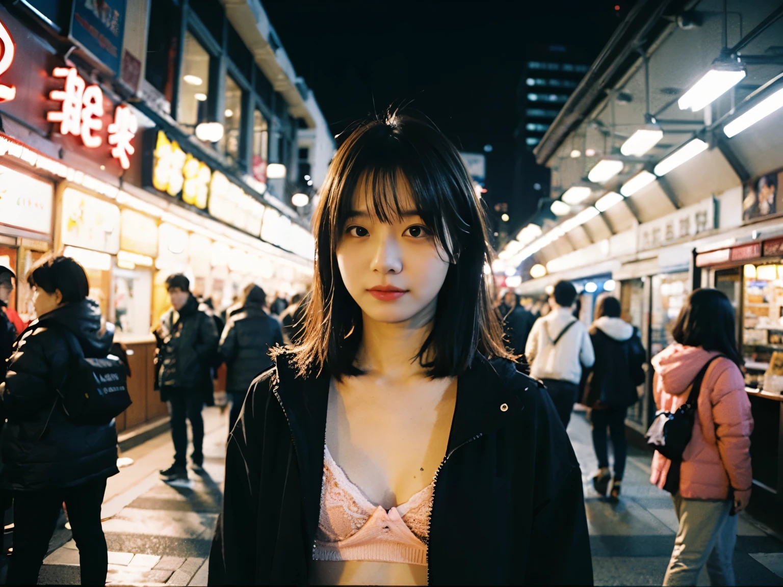 nsfw, Downtown Tokyo,crowd,Nude Coat

