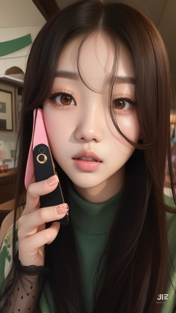 there is a woman that is talking on a cell phone, Jinyoung Shin, bae suzy, Heonhwa Choe, estacionar a partir de-min, jaeyeon nam, adorable and pale korean face, young lovely korean face, Lee Ji-eun, Lee Ji-eun, jennie blackpink, Jisoo do Blackpink, Ulzzang, retrato de jisoo blackpink, Retrato de Jossi do Blackpink