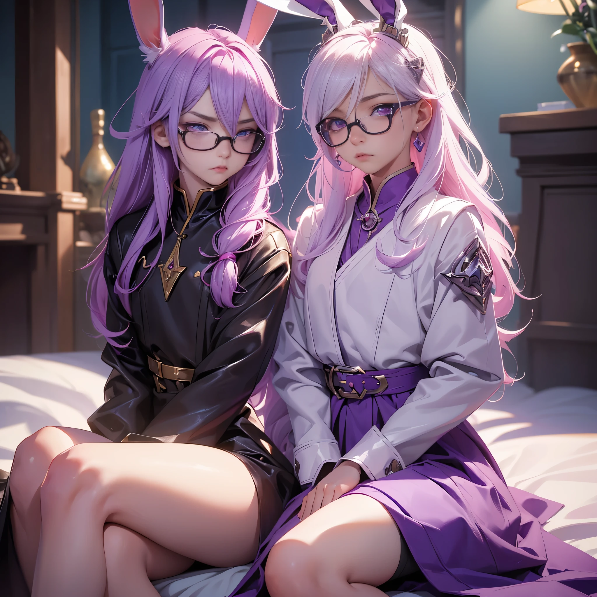 Transparent hair、hime-cut、Golden Eyes、eye glasses、ssmile、early teenage girls、The sides are visible、flat chest、Thin pubic hair、Beautiful open legs、bath robe、flower field