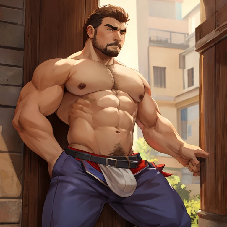Hombre musculoso mostrando el trasero
