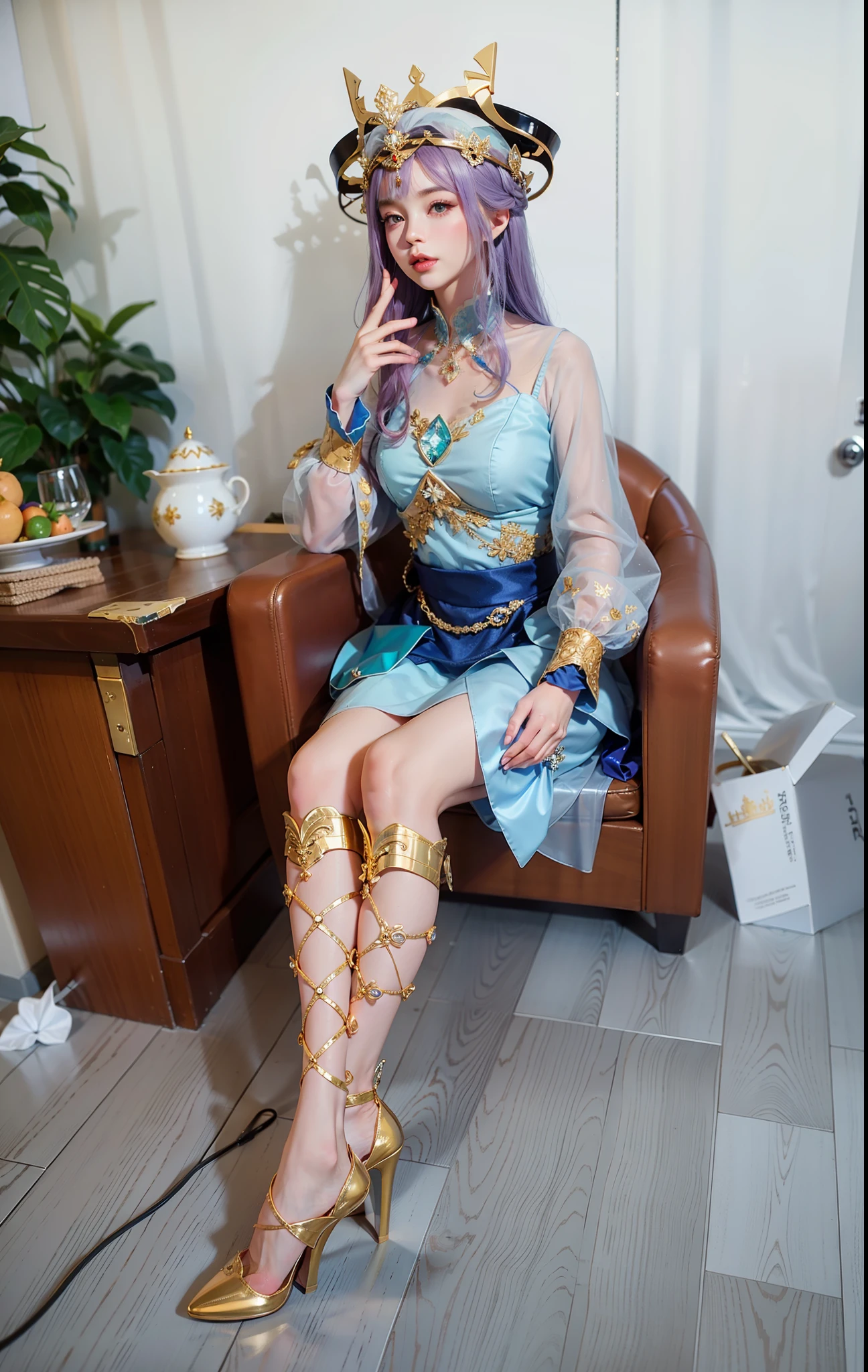 Royal sister，Delicate Frost Queen，put the crown on your head，mature body，tall figure，number，Leg length，4K，HD，Translucent lace，白皙plump figure，pretty face，Little cherry mouth，beautiful and delicious（3D royal sister），plump figure，gloss gel coat，gorgeously dressed queen，Gem Diamond Crown，gold high heels