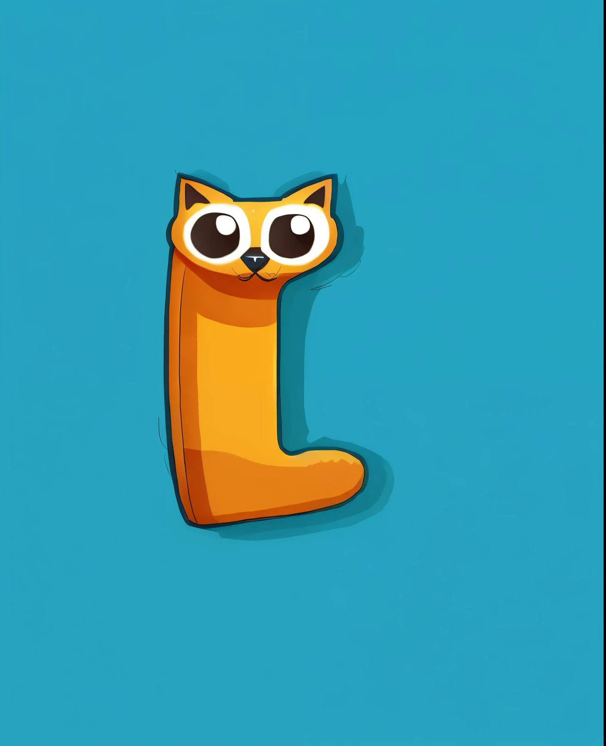 um close de um gato de desenho animado com olhos grandes, illustration of a cat, the cat is orange, gato laranja, an gato laranja, sem linha, the amazing world of gumball, criado no Adobe Illustrator, Bonitinho! C4D, Gumball Watterson, letrismo, liquid cat, design do gato, funny illustration, doninha comprida, com patas e calda 