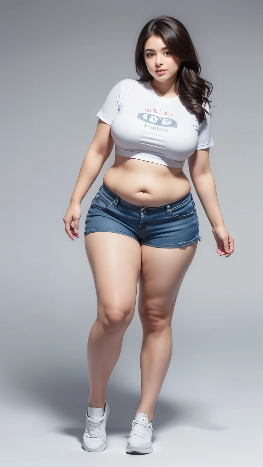 ((best quality)), ((masterpiece)), (detailed), perfect face, ompts
Copy
((best quality)), ((masterpiece)), (detailed), perfect face, mature female, thicc, she has a jiggly fat round belly, busty, thick neck, thick body, better known as amouranth, powerful and huge, thight cloths, she is facing the camera, sie boob, curvy figure, bob hairstyle , full body, chubby cheeks, chubby face, chubby arm., Bbwchan, short hair, wearing shorts pants, wearing medium cape, wearing a t-shirt, sneaker shoes
