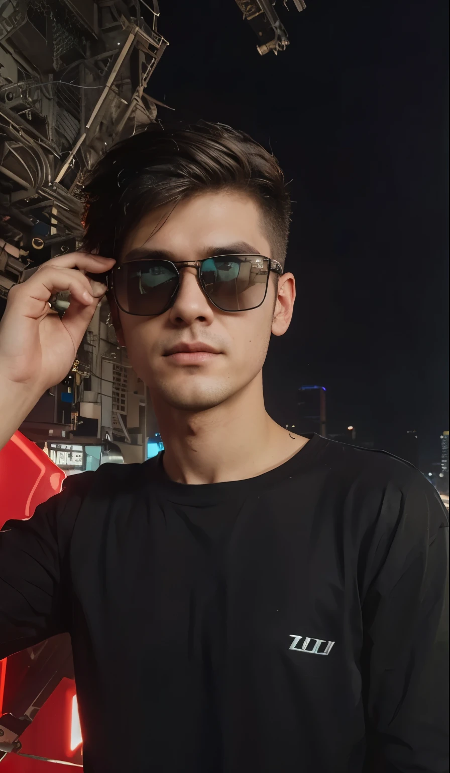 Change background cyberpunk handsome boy, realistic face, 8k, ultra realistic,