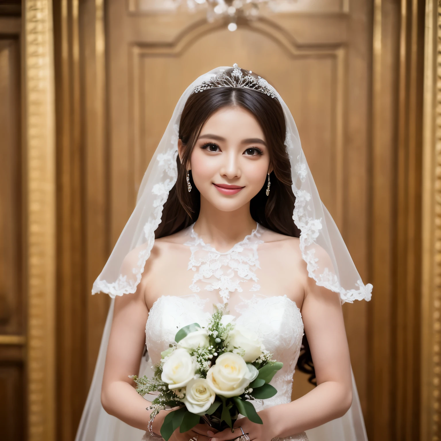 ((highest quality、table top、8K、best image quality、software))、(1 photo:1.3)、((beauty of bulgaria、most luxurious wedding dresses、wedding bouquet、wedding lace、perfect wedding lace、perfect bride、bulgarian bride))、(Against the backdrop of Bulgaria&#39;s world-class tourist destinations、Bulgarian world heritage sites:1.3)、cowboy shot、the best smile when you look at me、perfect anatomy、perfect fingers、perfect hands