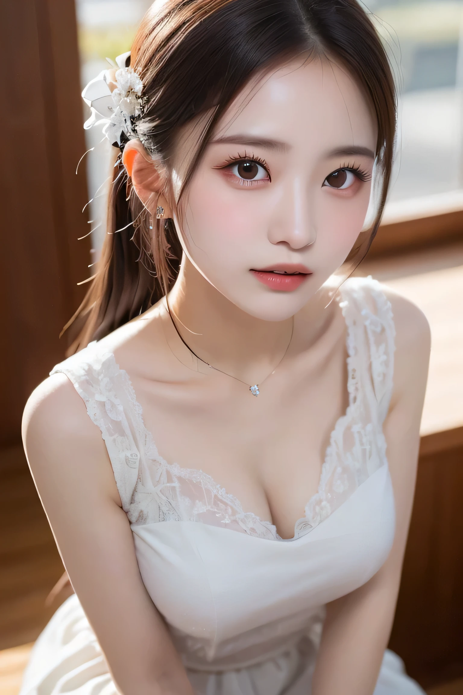 8K, Top Quality, Intricate Details, Ultra Detail, Ultra High Resolution, black hair，Masterpiece,(yinchuan:1.5),Unbelievable delicacy,The face is very delicate, ​masterpiece, top-quality, Raw foto, Photorealsitic, large full breasts、beautiful and flawless face, Soft smile、20 years girl、depth of fields, hight resolution, ultra-detailliert, finely detail, ighly detailed, extremely detailed eye and face, Sharp pupils,Upper body (full body angle, above crotch),magazine