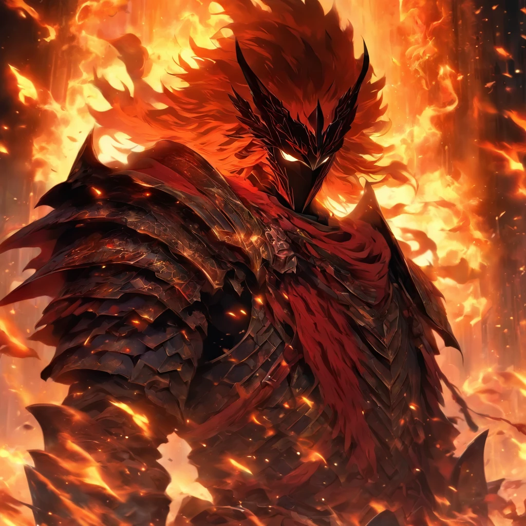 um homem de armadura segurando uma espada na frente de um fogo, por Yang J, handsome guy in the art of killing demons, epic fantasy art style, epic anime art, epic anime fantasy, epic fantasy style art, segurando uma espada flamejante, anime em fantasia estilo, com espada grande, epic fantasy character art, epic fantasy art style hd, Top 25 Fantasy Anime Series