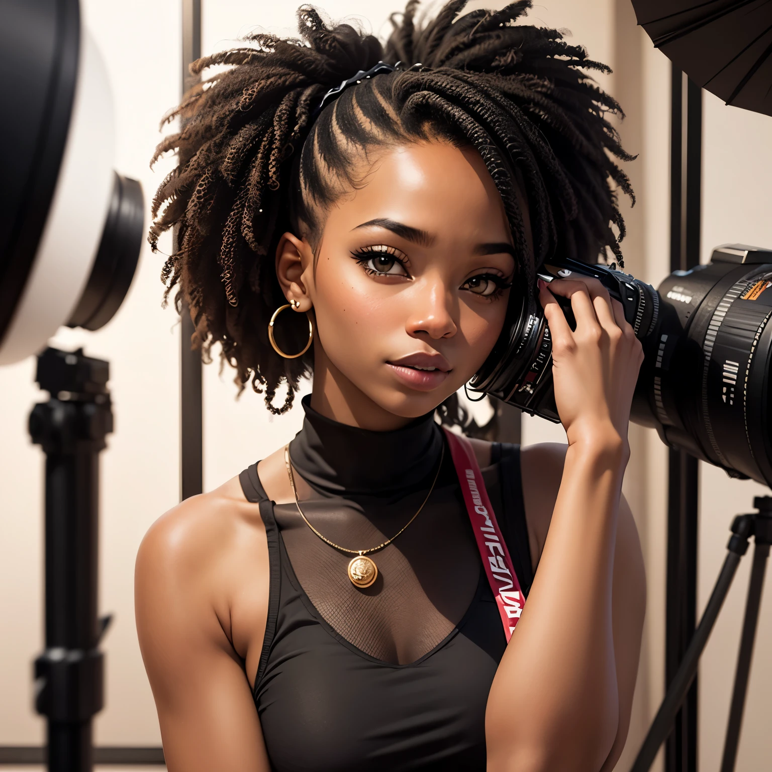 black female photographer at inside photoshoot