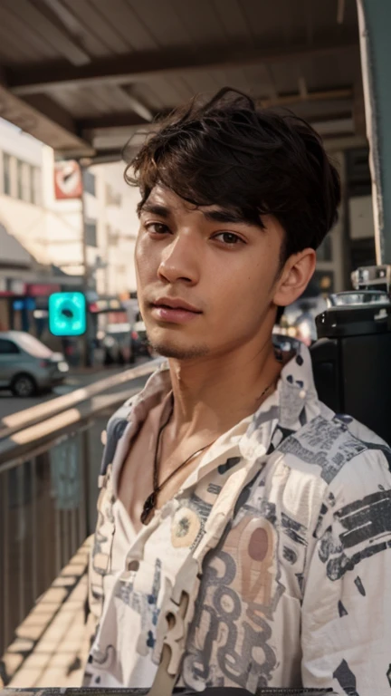 Change background cyberpunk handsome Boy realistic face