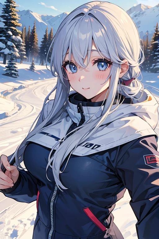 skiing、skiingウェア、Beauty、Upper body、breast enhancement、beautiful eyes、well-groomed face