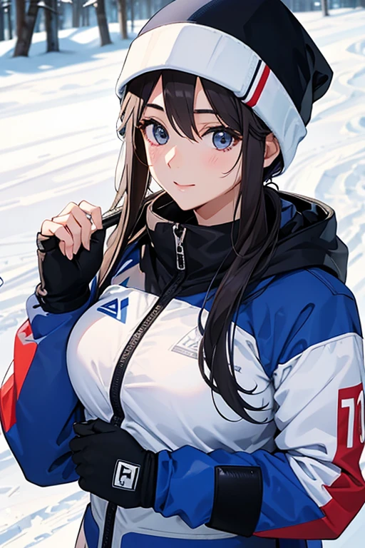 skiing、skiingウェア、beautiful mature woman、Upper body、well-groomed face、Sexy