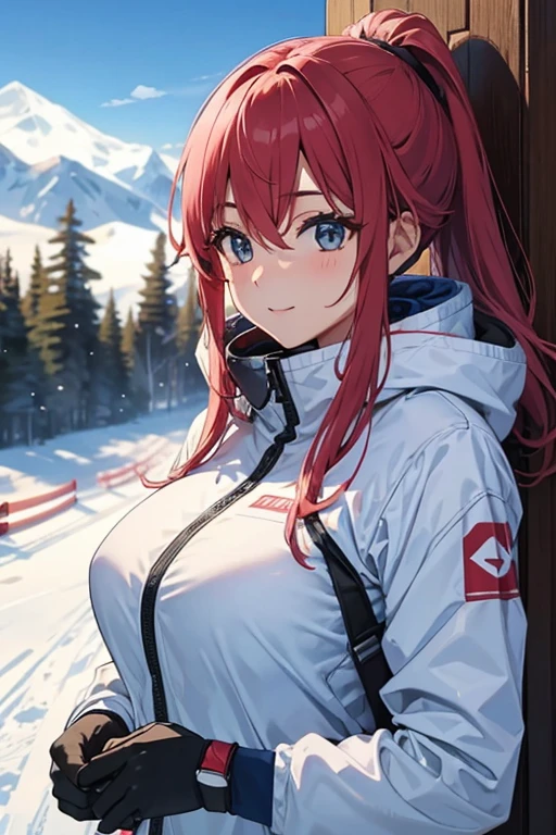 skiing、skiingウェア、beautiful mature woman、Upper body、Sexy