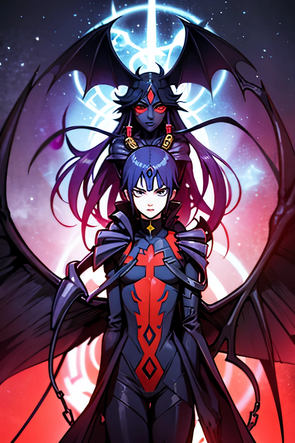invocando demonio, desenho estilo jogo shin megami tensei