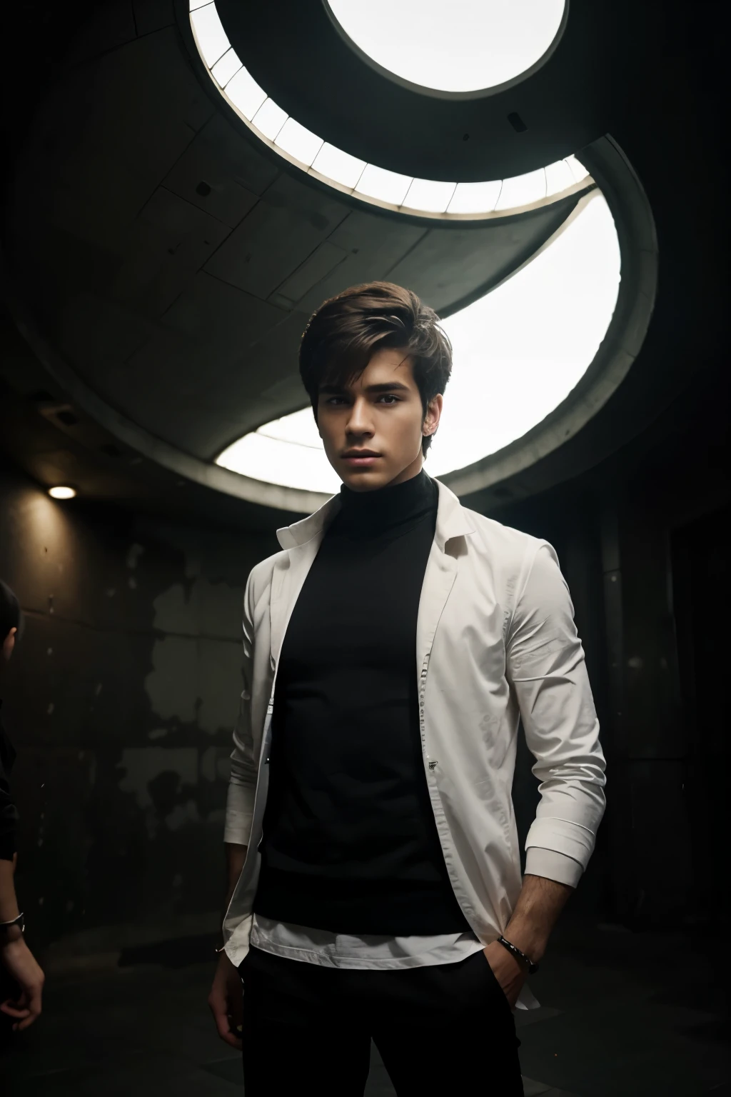 change background Cyberpenk handsome boy, realistic face, 8k ultra realistic,