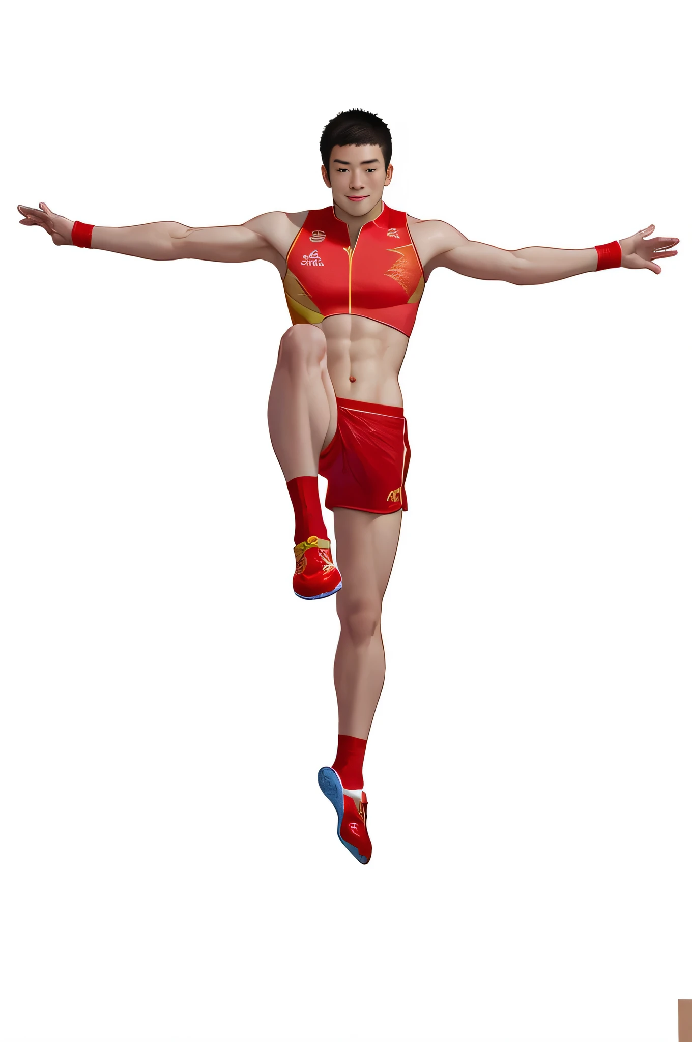 Chinese Olympic diver wearing red shorts
