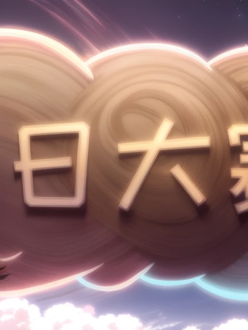 pink background,There is a cloud,There is the word "China" in the middle, Chinese text, Hungry Ghost Festival, Japanese text, Title Chinese characters, Fluffy pink anime cloud, magical girl anime magical girl, Japanese animation style, 🚿🗝📝, anime opening, Japanese kawaii style, overlaid with Chinese text