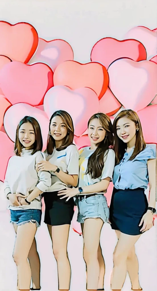 Cover of a song by a girl kpop group named “crazy stupid silly love” on a baby pink background with hearts,and a magical place