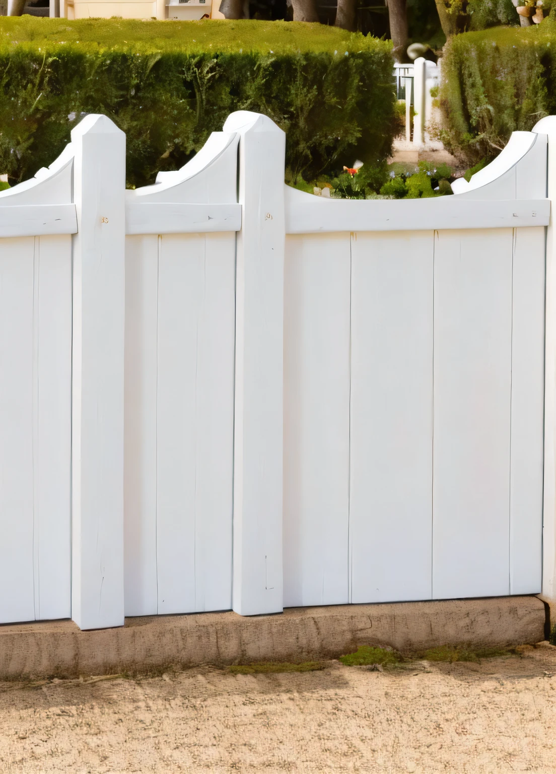 sunny day,Close-up of white fence in yard,Forced shopping