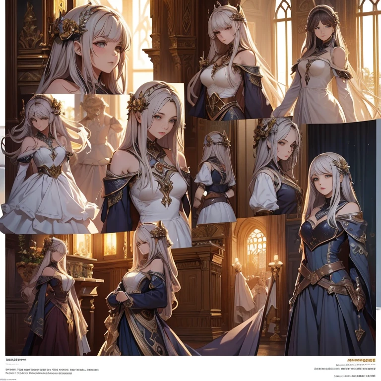 ((masterpiece, highest quality)), detailed face, character design sheet, full body esbian, Full of details, Multiple poses and expressions, very detailed, depth, There are many women in the arts,fantasy style,very beautiful,High Balance, Natural light, race,raceパンスト,Sunny decoration