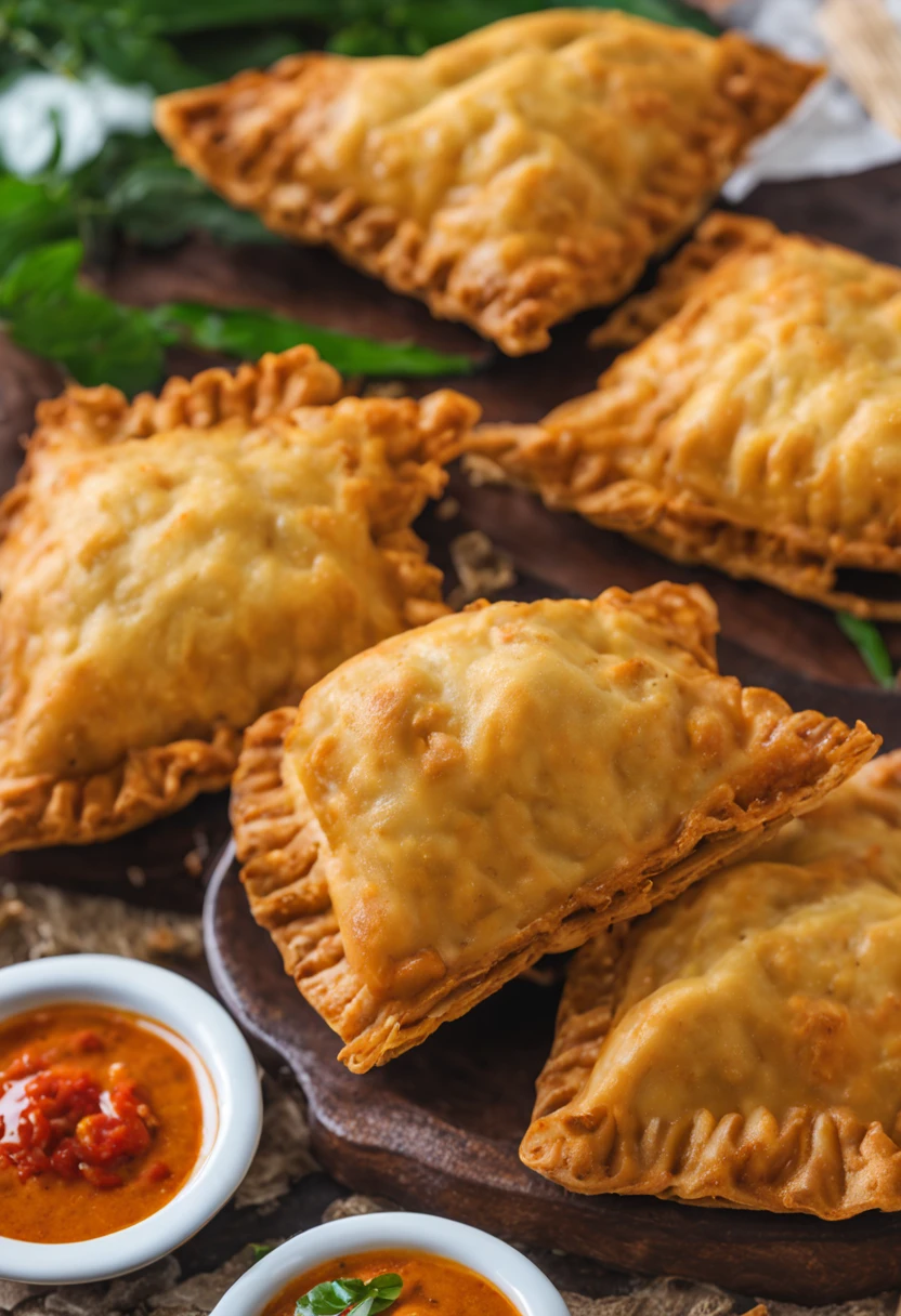 hot curry puff,curry filling,out plate,flaky crust,aromatic spices,spicy sensation,crispy texture,delicious,appetizing,savory,traditional,Indian cuisine,tempting aroma,golden brown,deep-fried,flavorful,authentic taste,irresistible,snack,street food,lunch,dinner,spices,masala,heat,crunchy,scrumptious,street vendor,indulgent,flavor explosion,curry lovers,authentic recipe,local delicacy,mouthwatering,rich flavors,irresistible aroma,spicy kick.