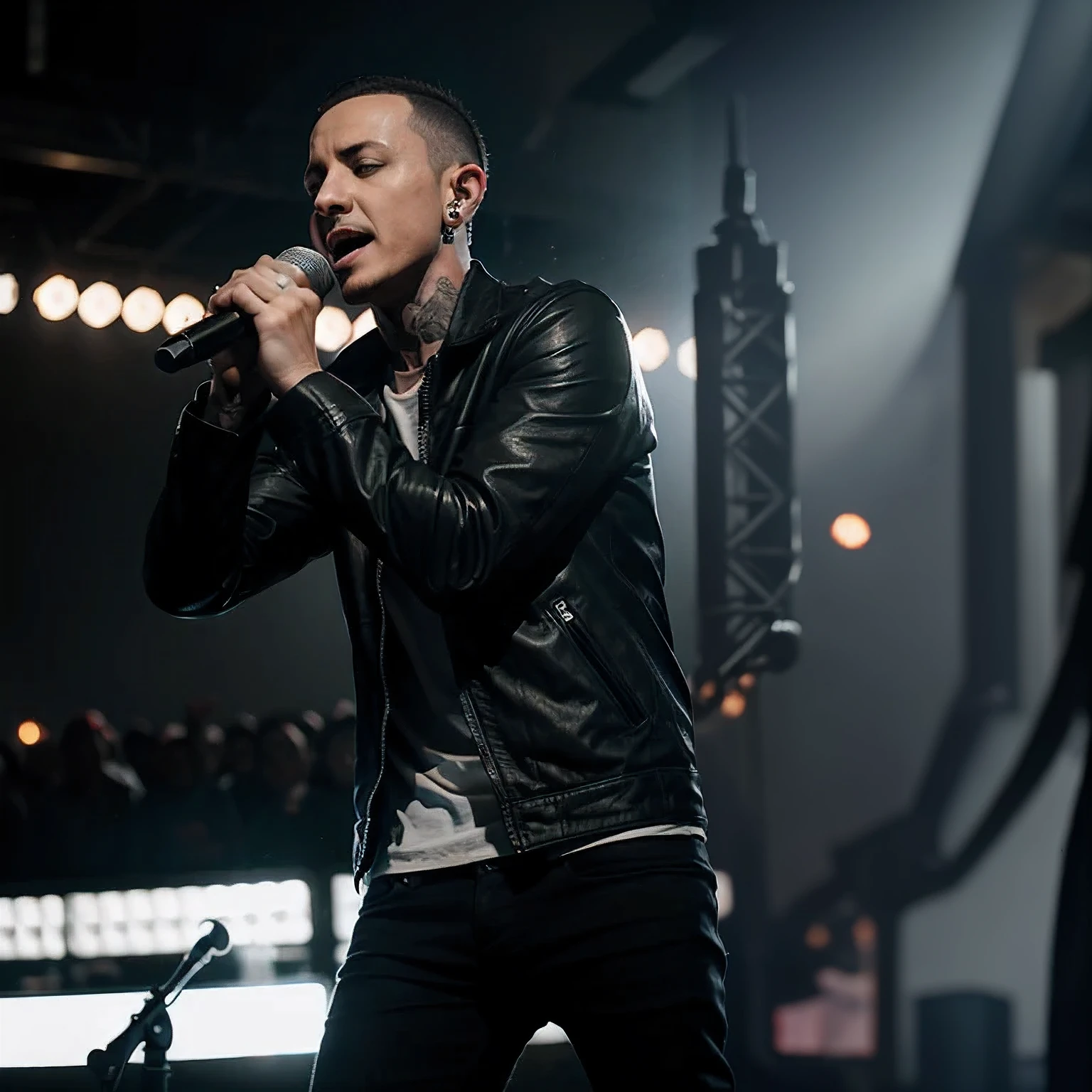 Chester Bennington, cantando, background, 4k, tomorrowland