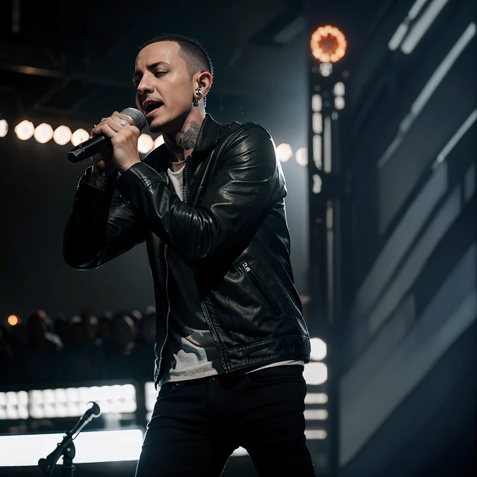 Chester Bennington, cantando, background, 4k, tomorrowland