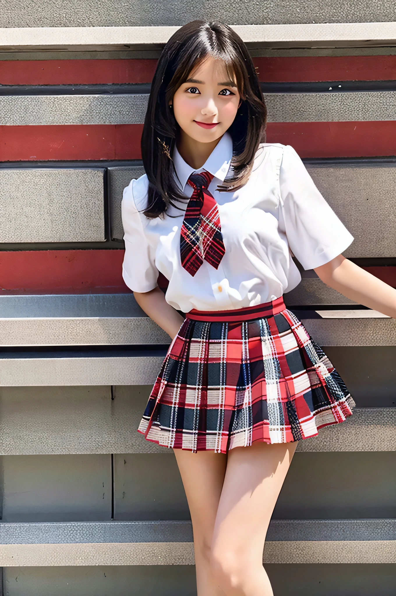 Tabletop, highest quality, (beautiful girl:1.3), (16 years old:1.2), Very fine grain definition, (Symmetrical eyes:1.3), ((Browsing Caution)), (school uniform, Cute Skirt:1.3), Beautiful breasts, Brown eyes, Parted bangs, Brown Hair, Upper teeth,Twin tail hairstyle,2 girls,