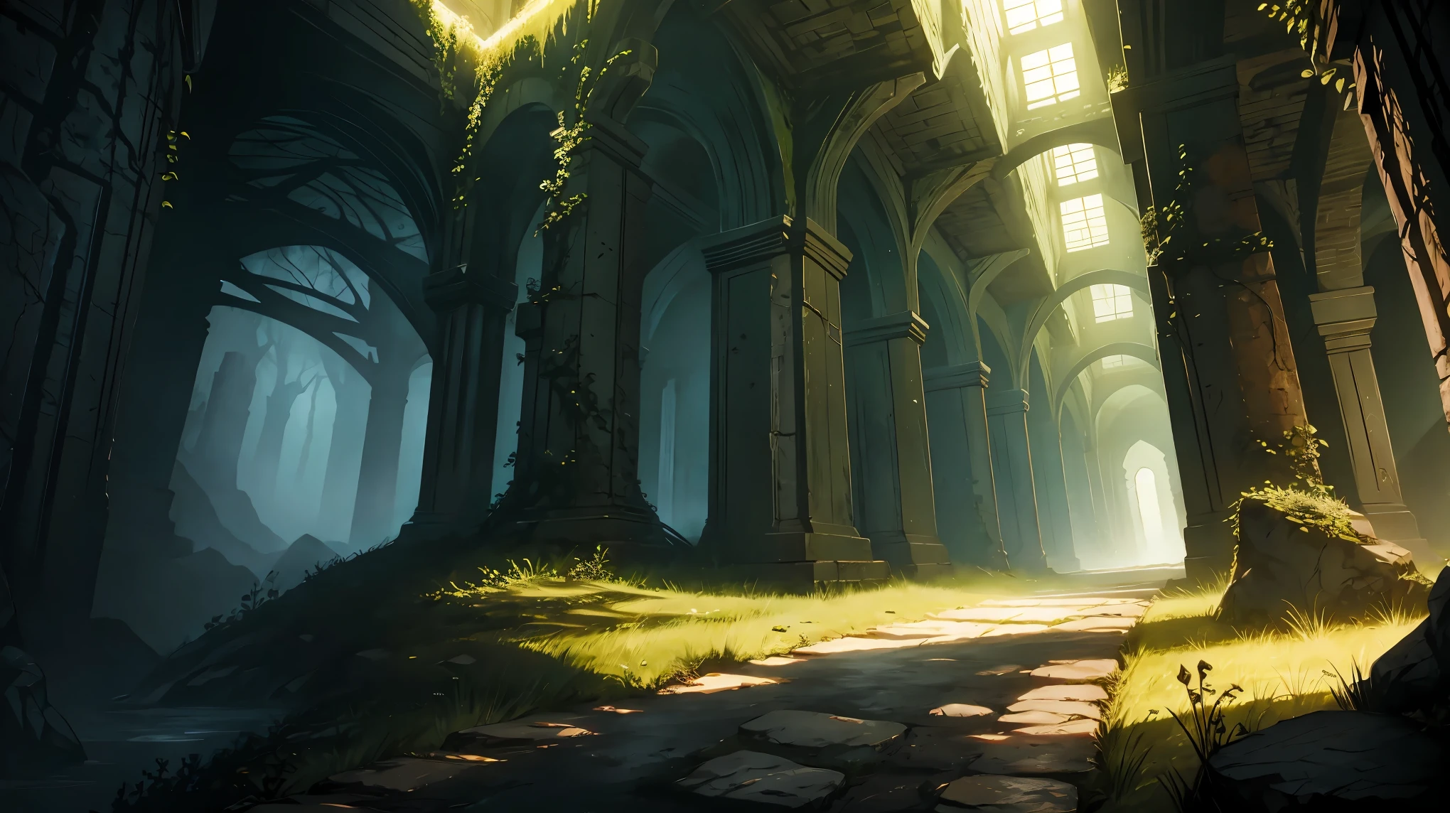 underground dungeon landscape painting、dark fantasy art,RPGART design