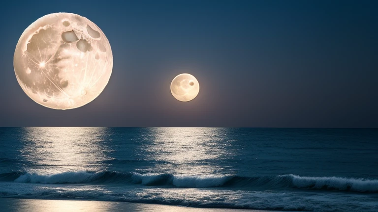 (((huge full moon))),Ocean,rock