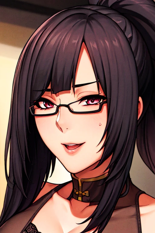1 girl, masterpiece, the best quality, Medium shot panorama, split, (lactating:1.5), sitting on bed, (Face红:1.4), (white underwear), Half-rimmed glasses, black hair, very long hair, ponytail,Bangs,purple Eye, 1, 20 years,young women,beautiful Finger,beautiful long legs,beautiful body,beautiful Nose,beautiful character design, perfect Eye, perfect Face,expressive Eye,Perfect balance, looking at the audience,(Focus on the entire body), (Innocent_big deal_Eye:1.0), official art,Extremely detailed CG unified 8k wallpaper, perfect lighting,rich and colorful, bright_front_Face_light,shiny skin, (masterpiece:1.0),(the best_quality:1.0), 超high resolution,4K,Super detailed, photography, 8k, human development report, high resolution, ridiculous:1.2, Kodak Portrait 400, film grain, blurred background, Bokeh:1.2, lens flare, (energetic_color:1.2),Professional photos, (beautiful,big deal_breast:1.4), (beautiful_Face:1.5), Show the whole body,Red and white cheongsam,black lace bras,sexy thighs,excited expression,Close-up of chest