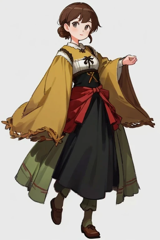(((8k,Best Quality)), ((white background)), Masterpiece, girl, full body, solo, villager, fantasy cloth,