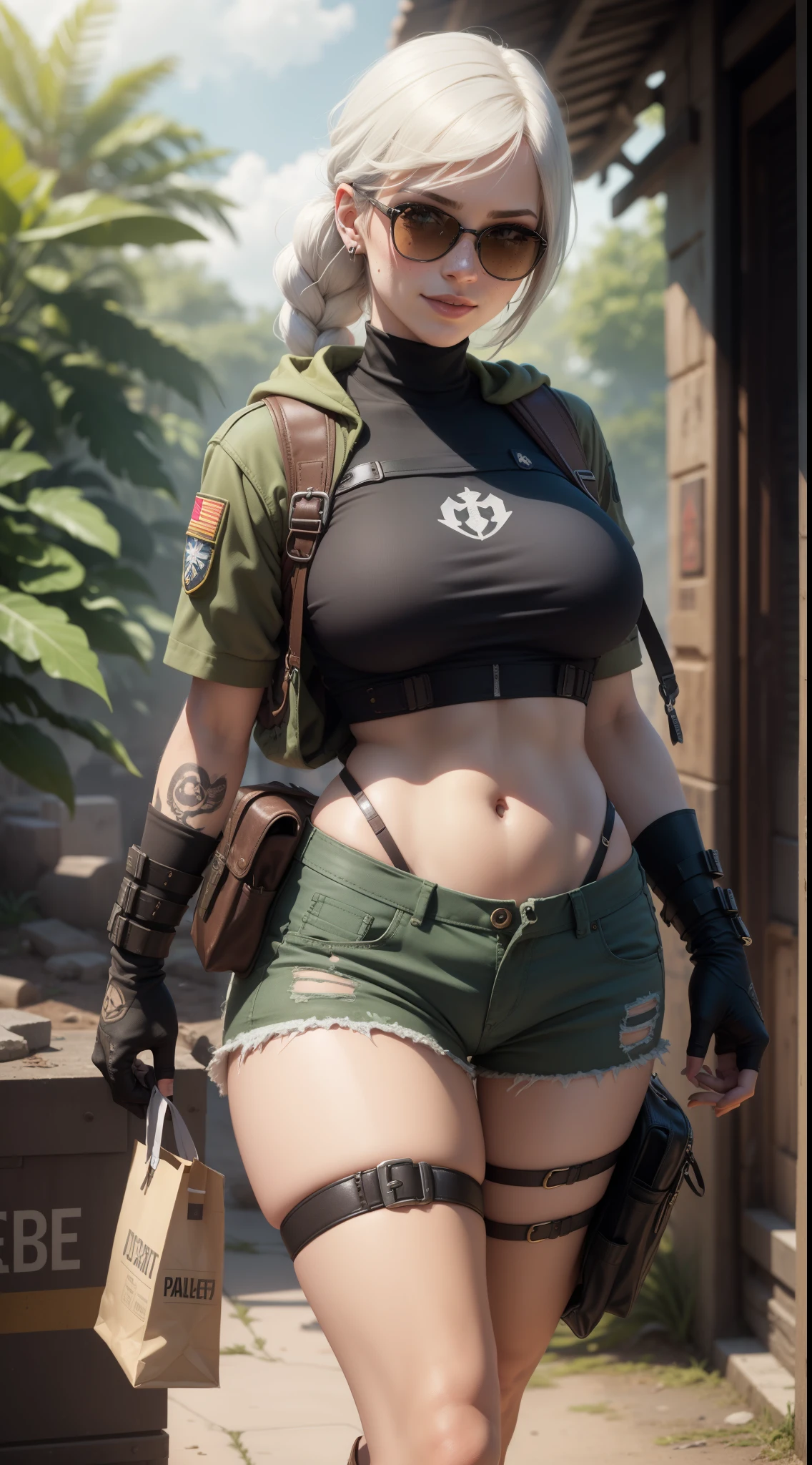gwen tennyson,tracer,yorha 2b,rebecca chambers,lara croft,pilot uniform, teenager, green eyes,garter belt,striped underwear,short hair,orange hair,hot springs,shy smile,ginger,white striped top,denim micro skirt,freckles,beautiful girl,stockings,large breasts,ultra detailed,realistic,