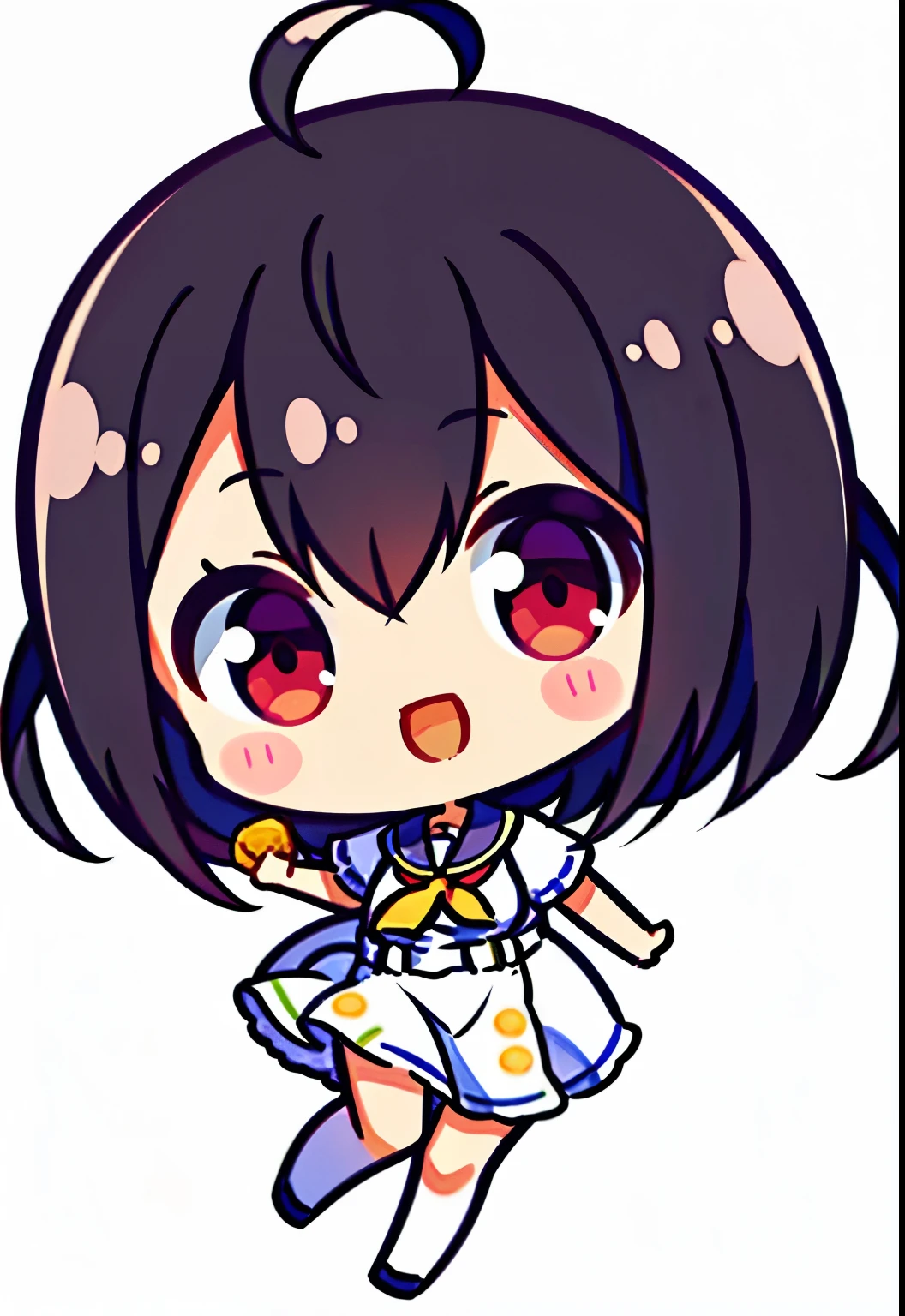 Ultra-high resolution, , Hmph, Highest quality depiction, Black Hair, Short Ponytail, short hair, Flat avatar, Cute girl anime visuals, Cute art style, Little, Anime Style, short hair,Shy, Laughter, Simple Background, Side Lock, Large oval eyes, Round edging