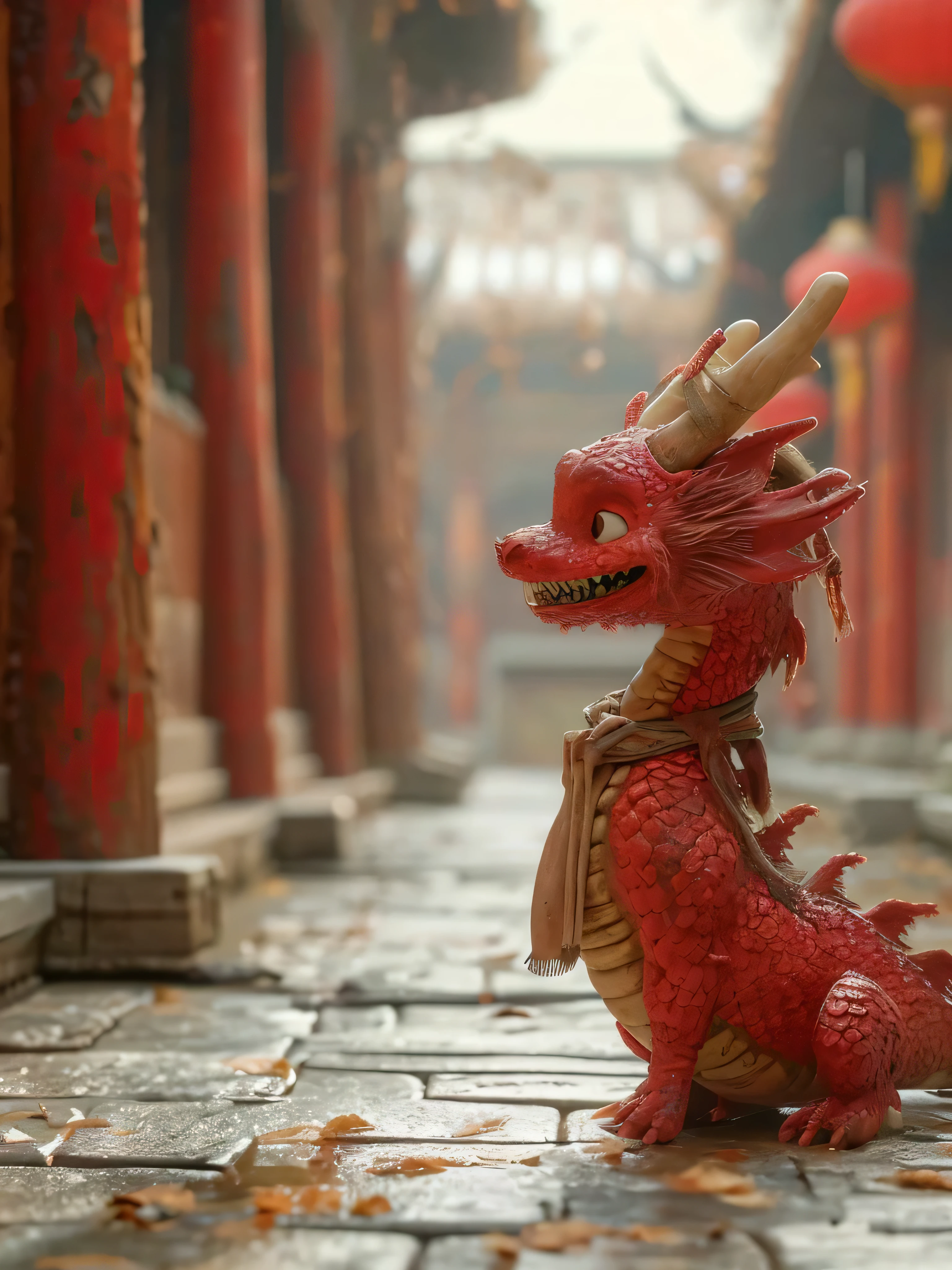 there is a red dragon statue sitting on a brick walkway, detailed unreal engine 5 render, fantasy style 8 k octane render, unreal engine 5 highly rendered, unreal engine 5 quality render, rendered unreal engine 5, rendered in unreal engine 5, cgsociety uhd 4k highly detailed, render in unreal engine 5, unreal engine 5 rendered, made in unreal engine 5