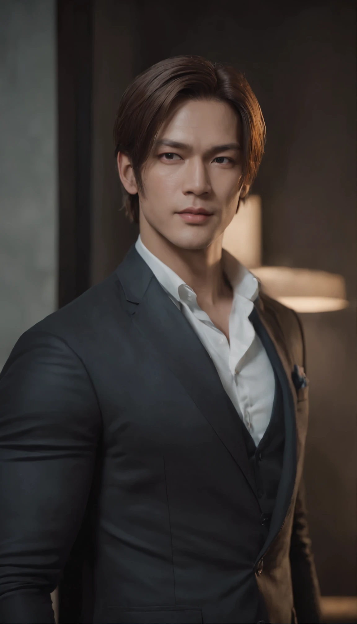 嚴屹寬, 夏以晝, leon kennedy, 1man, handsome, wears formal suit, muscular, Height 190 cm, broad shoulders, (eye details), best quality, masterpiece,realistic, photo-realistic