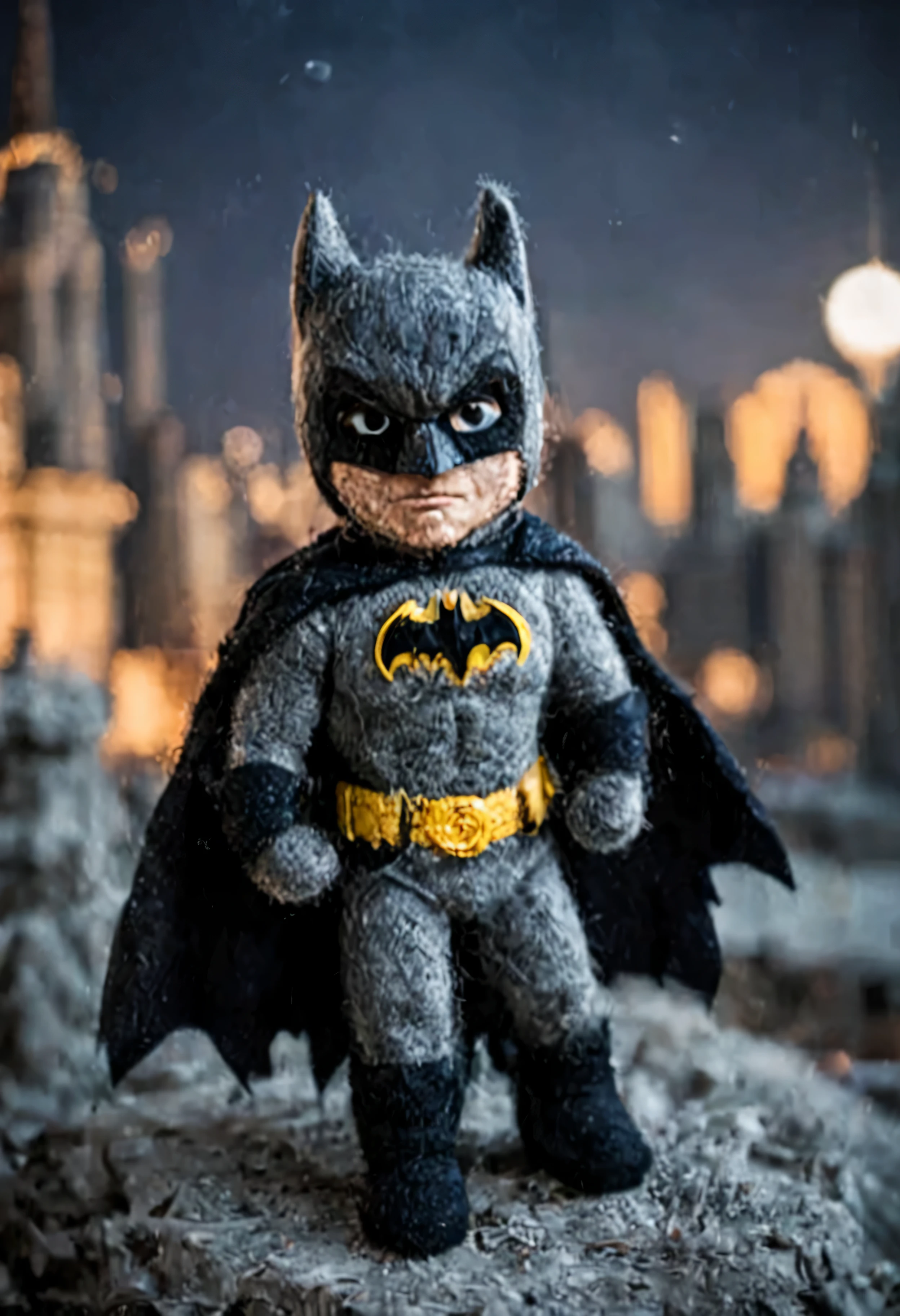 Pam Felt Takes a Batman Movie Photo, heroic gesture, night,gotham city background,movie shot, sharp focus,Crazy details, Winning photo,