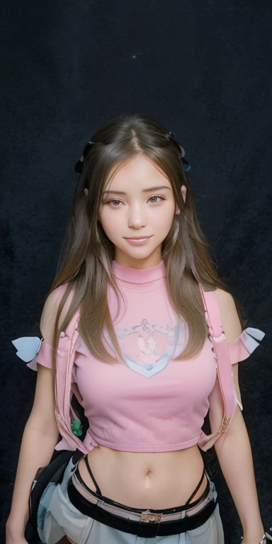 masterpiece, best quality, {best quality}, {{masterpiece}}, {highres}, focus, anime style, a closeup of a cartoon of a woman, girl design, portrait, anime image, long hair, black hair, straight eyes, hair covering ears, happy, polished and powerful look, tall, freckles,chic, pink, wearing glasess