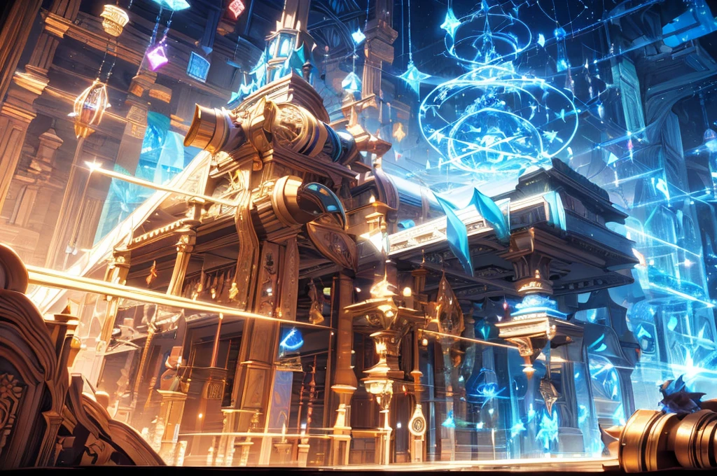 8k_wallpaper, (large masterpiece digital art), (detailed manga illustration), (detailed line art), (intricate details:1.3), (ultra-detailed:1.3), (illustration:1.3), (sharp focus:1.3), (natural lighting:1.05), (vivid colors:1.3), (masterpiece), best quality, Picture a gothic masterpiece crafted from living crystal, adorned with intricate, glowing runes that shimmer with Eldertide energy. The castle stands tall against a backdrop of an extensive, mystical forest, where crystal spires reach towards the iridescent sky. The sky itself dances with a myriad of colors, creating an otherworldly atmosphere. Chibi minions stand guard or engage in various tasks around the castle, adding a touch of whimsy to the enchanting scene. The image should capture the magical essence of Penny's realm and showcase the harmonious blend of gothic architecture and fantastical elements.